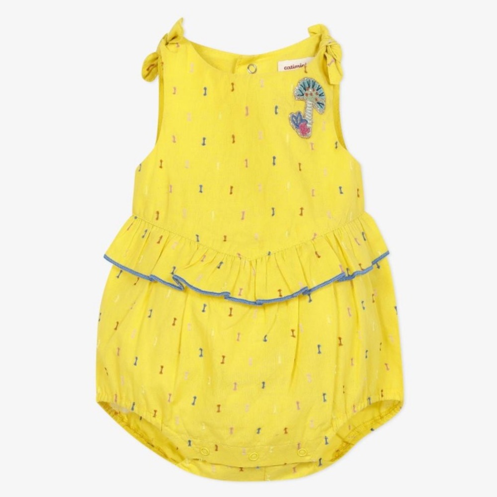 Catimini Yellow dotted Swiss romper